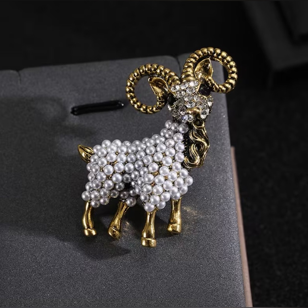Goat Ram Brooch Pin Vintage Inspired